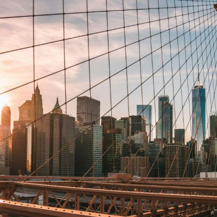 New York City skyline from brooklyn bridge