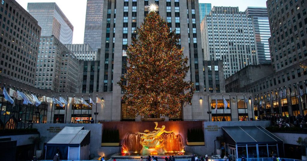 Rockefeller Center Christmas tree during winter in New York City