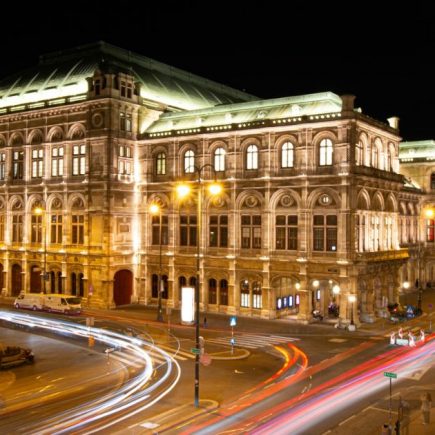 Vienna State Opera illuminated at night