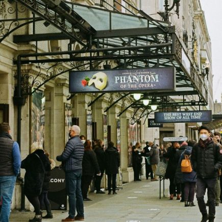 Outside Her Majesty's Theatre in London, UK. Home of The Phantom of the Opera.