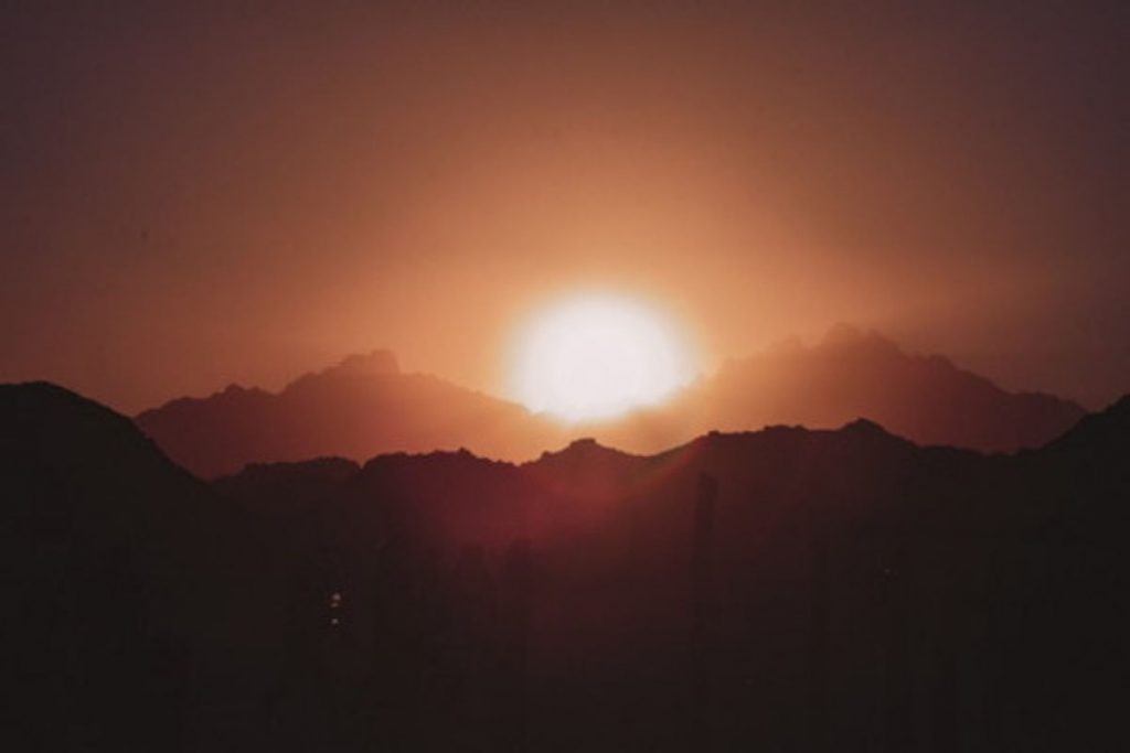 Sunset behind the Red Sea mountains