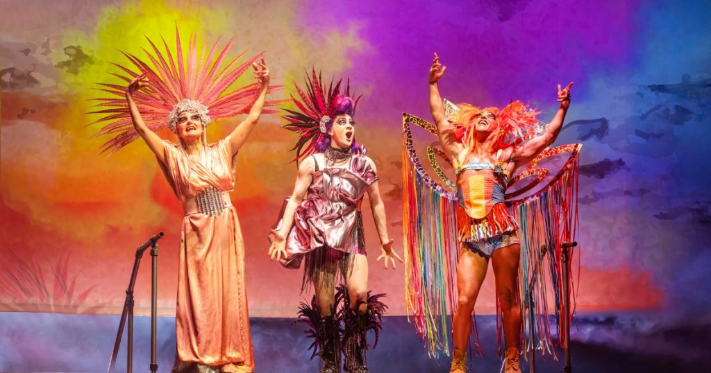 Kevin Clifton (Mitzi), Adele Anderson (Bernadette), Nick Hayes (Felicia) -Credit - Pamela Raith (2)