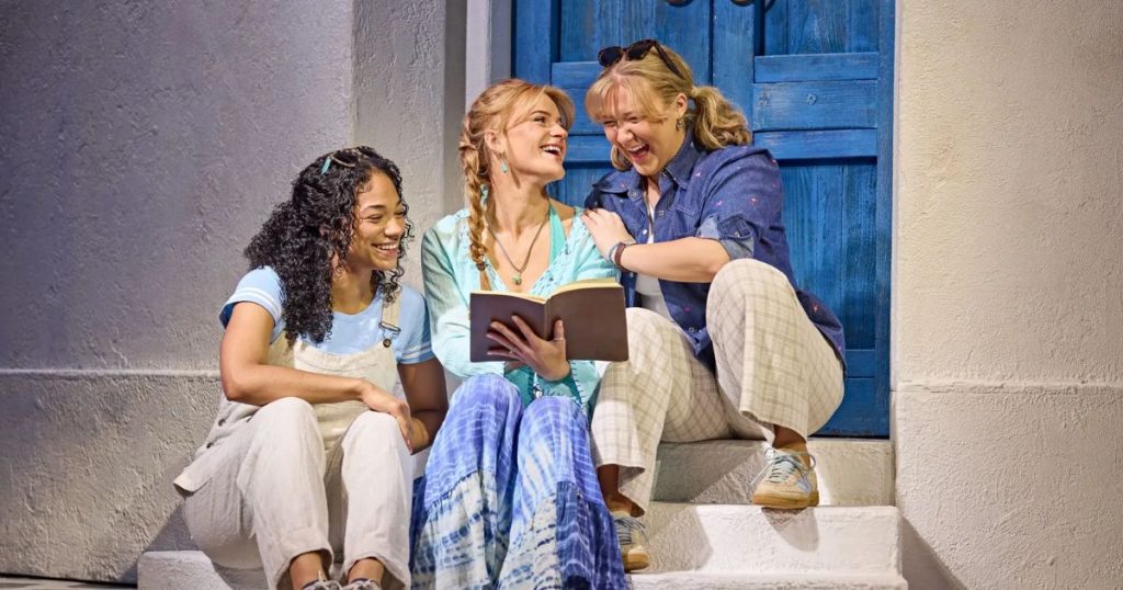 Eve Parsons (Lisa), Lydia Hunt (Sophie), Bibi Jay (Ali) - The MAMMA MIA! UK Tour cast production gallery 2025 - 2026 Photography by Brinkhoff_Mögenburg