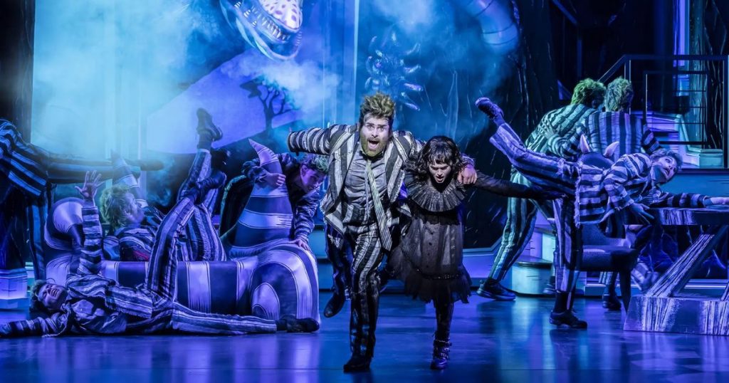 David Fynn (Beetlejuice) and Hannah Nordberg (Lydia Deetz) - Beetlejuice The Musical - Credit - Johan Persson