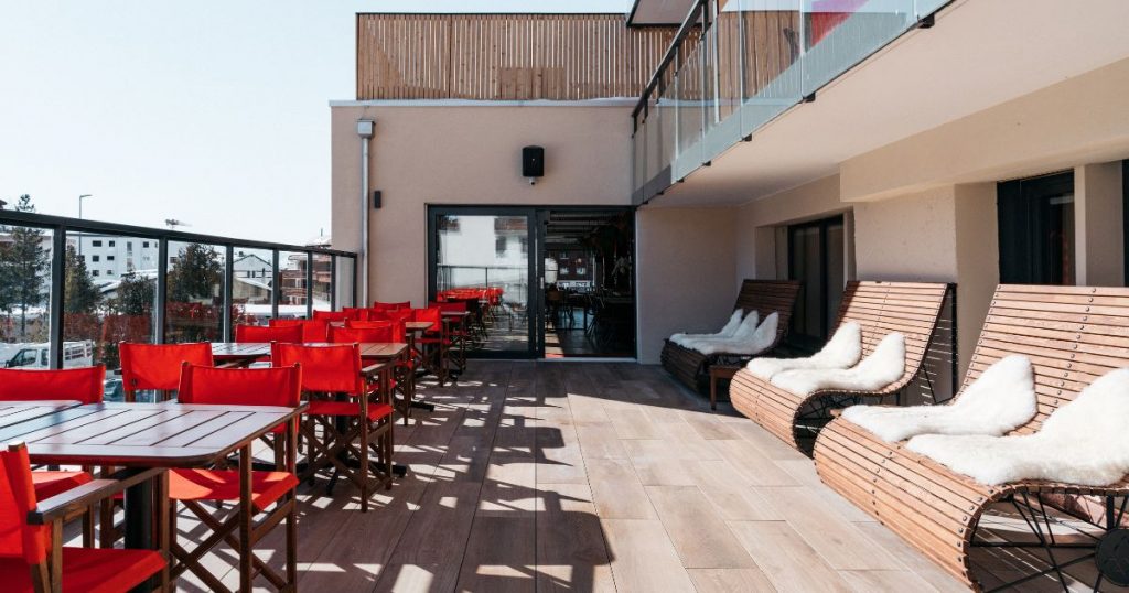 The terrace at Alaïa Lodge - Credit - Alaïa Group